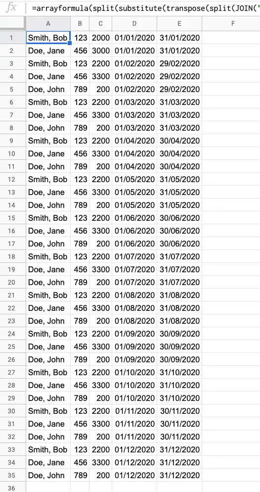 ARRAYFORMULA function