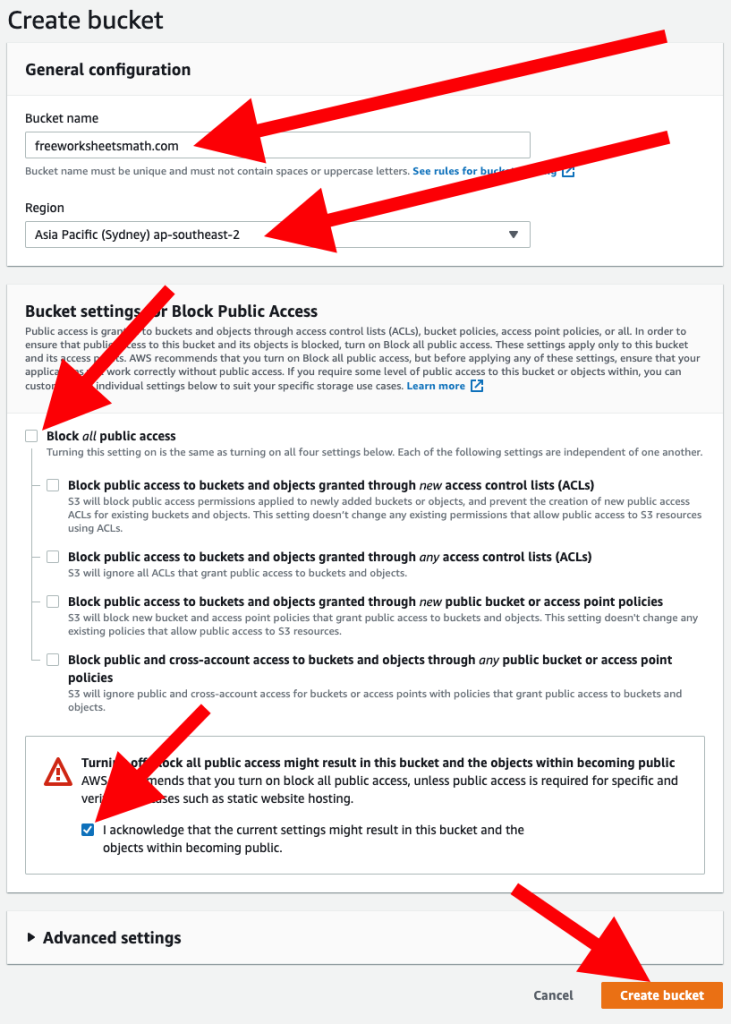 Create s3 static website