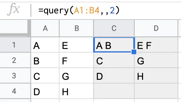 QUERY 2 header rows