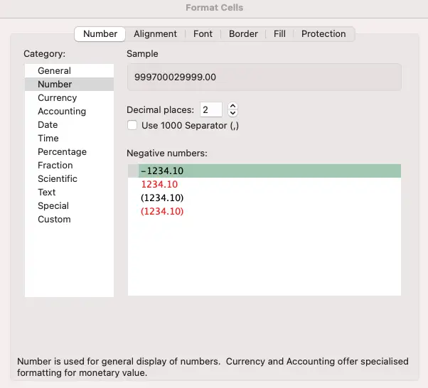 Select Number Format