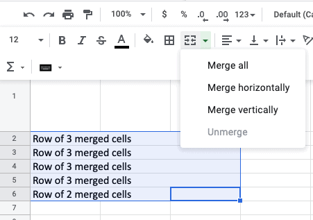 merge and center in excel is grayed out