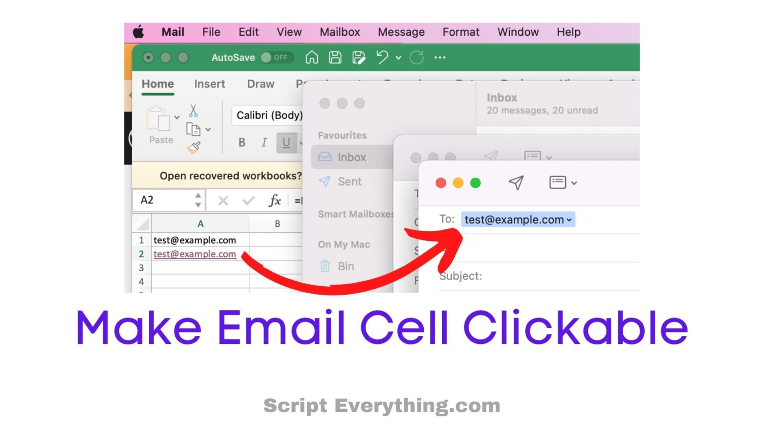 how to make email address a link in excel