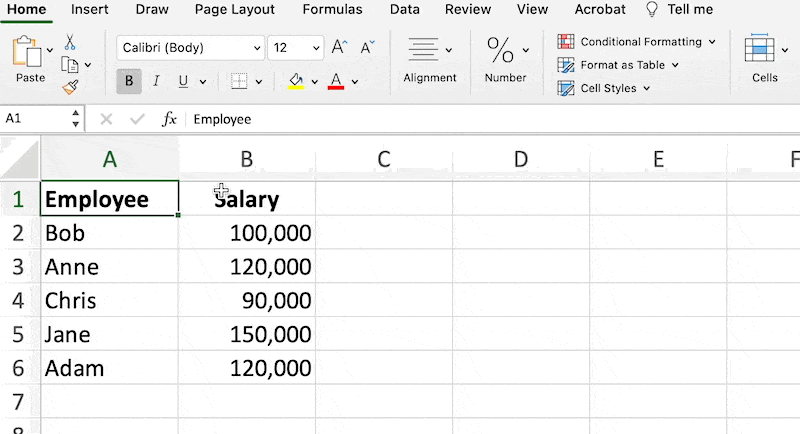 Click on the Data panel, then click the Sort button which will open up the Custom Sort window. Choose which column to sort and then click OK.